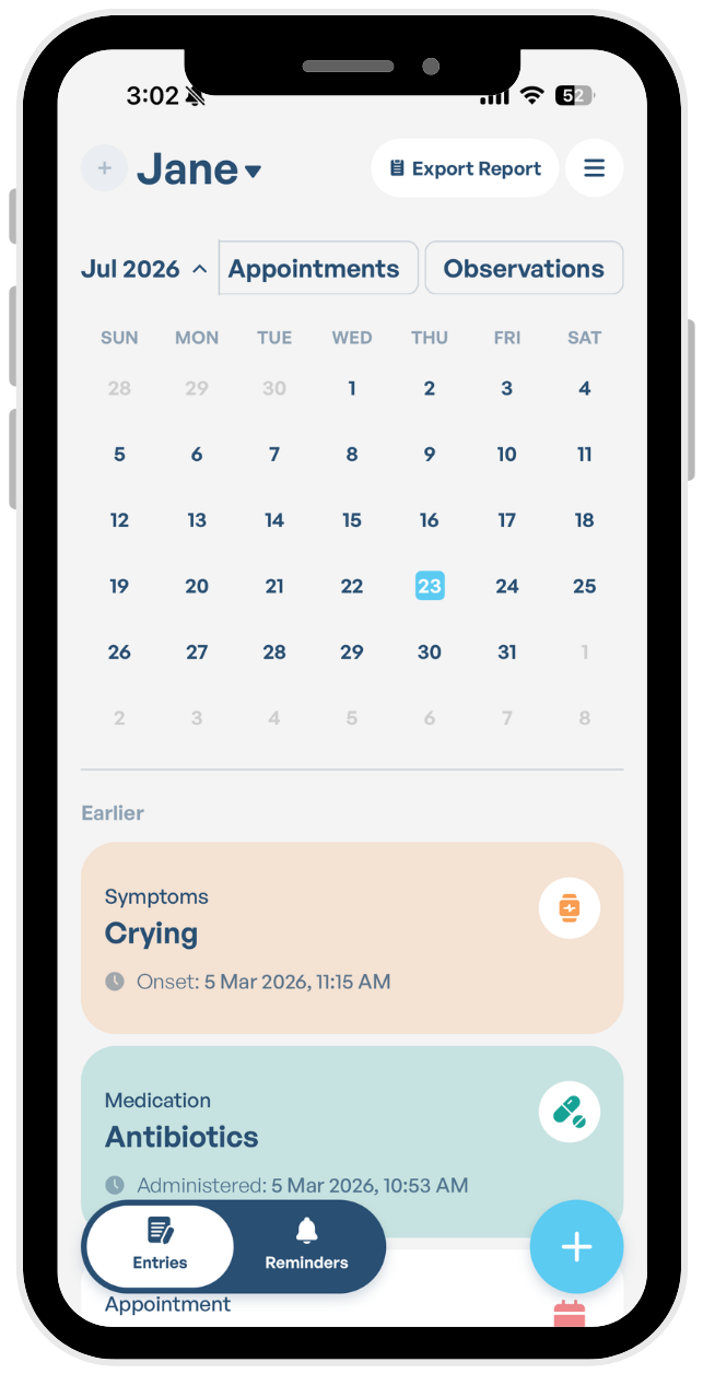 Pathways app — calendar view