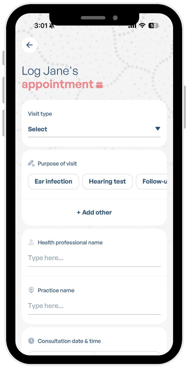 Pathways app — log appointment