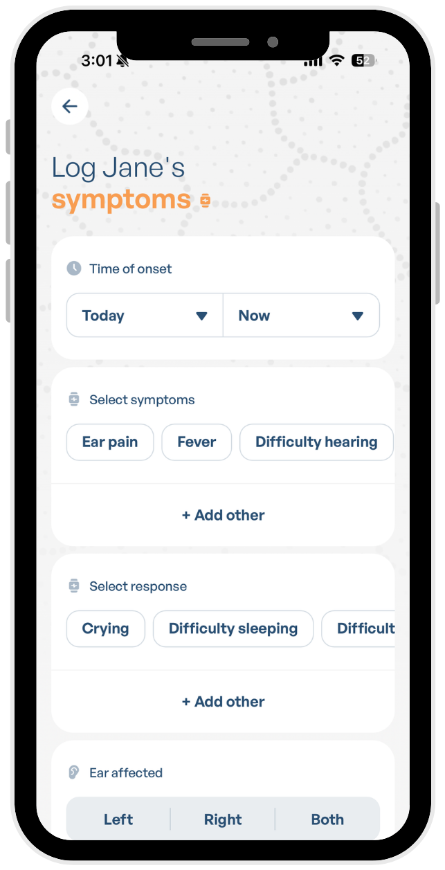 Pathways app — log symptoms